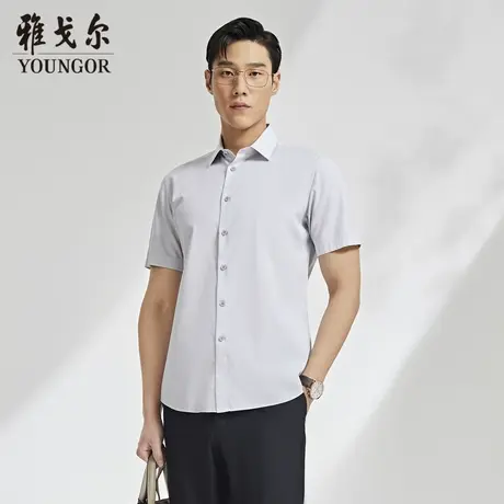 【条纹DP免烫】D系雅戈尔衬衫夏季商务休闲100支纱棉弹短袖衬衫图片