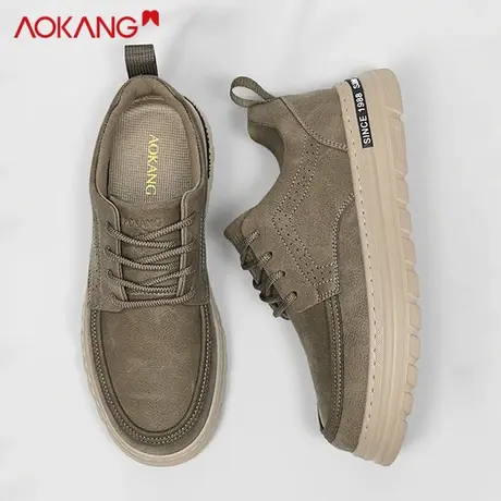 奥康休闲板鞋男复古工装风男鞋2025春秋季新款厚底增高鞋子男潮鞋图片