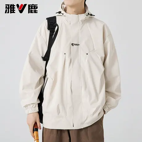 雅鹿时尚三防软壳户外休闲工装夹克2026春夏季新款情侣款宽松外套商品大图