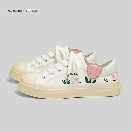 Betoo小众原创女鞋秋款透气薄款帆布鞋潮ins2022新款小白鞋板鞋商品大图