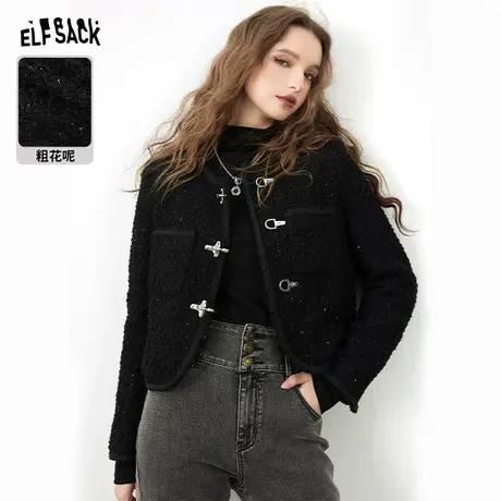 妖精的口袋【千金出行】粗花呢小香风外套女2023冬季新款气质上衣商品大图