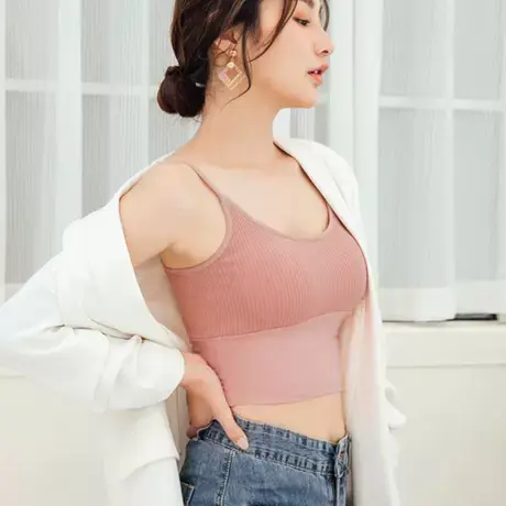 桔熊夏季带胸垫打底背心小吊带收腹少女裹胸抹胸内衣大码AB17129图片