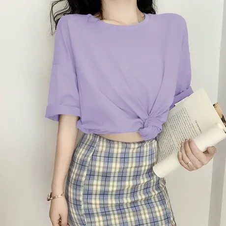 夏季新款小众设计感薄款ins潮宽松上衣服别致甜酷白色短袖T恤女装商品大图