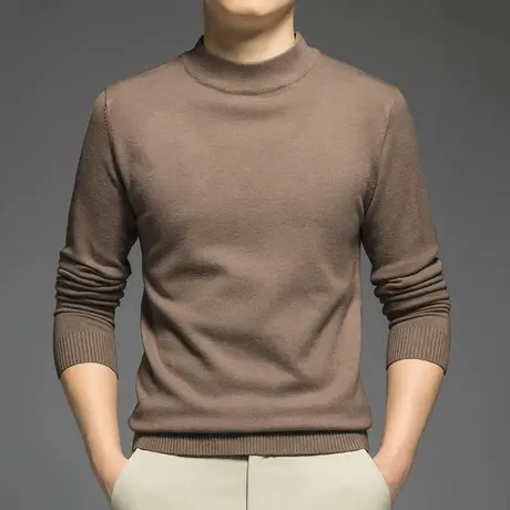 半高领毛衣男纯色秋冬季加绒加厚保暖一体绒中领打底衫毛衫毛线衣图片