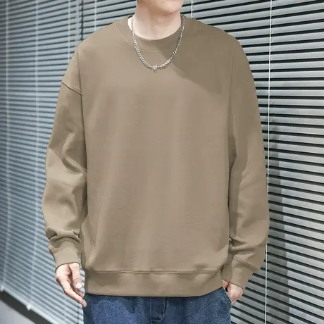 350g重磅圆领卫衣男春秋款潮流宽松长袖t恤纯色无帽上衣休闲百搭商品大图
