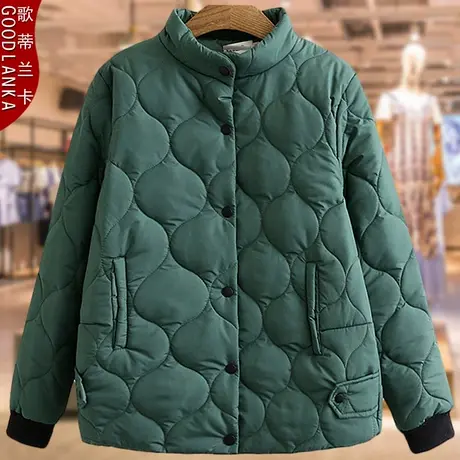 加肥加大码中年妈妈冬季羽绒棉服宽松时尚小棉袄立领短款棉衣外套商品大图