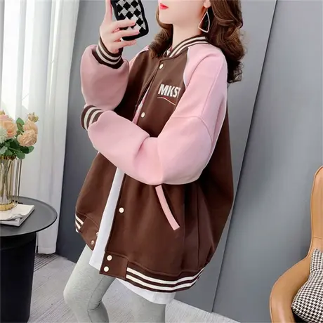 棒球服卫衣开衫女加厚2023年新款春季宽松休闲ins潮学生上衣外套商品大图