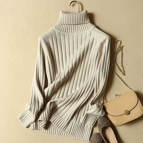清仓！2023秋冬新款韩版保暖高领毛衣女套头加厚加绒针织打底衫商品大图