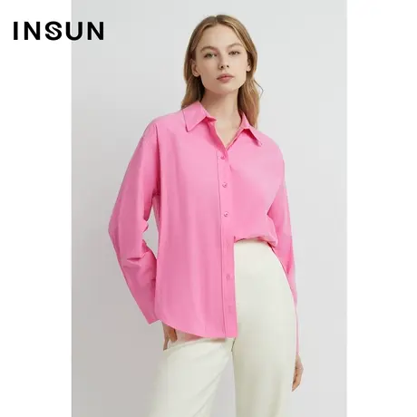 INSUN恩裳奥莱秋季落肩阔型纯棉百搭衬衫图片