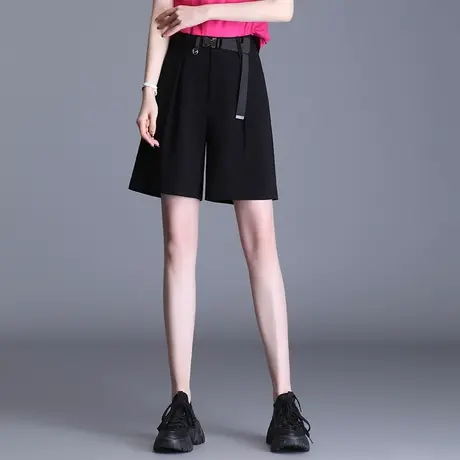 黑色阔腿短裤女夏2023新款高腰宽松显瘦直筒裤百搭休闲五分西装裤商品大图