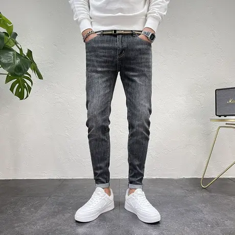 2023秋季新品男款潮流休闲牛仔长裤修身小脚微弹耐磨男士牛仔裤子商品大图