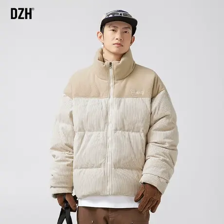 男士灯芯绒棉服男冬季立领拼接夹棉外套2024新款加厚保暖棉衣棉袄商品大图