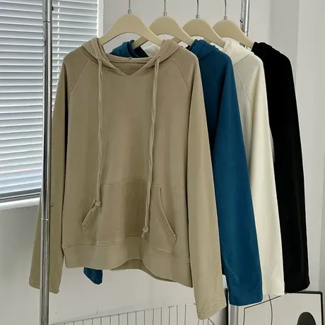 享永子【设计好不卡脖】运动风连帽卫衣外套中性宽松百搭上衣女图片