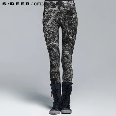 【新品】sdeer圣迪奥专柜正品女冬时尚做旧水洗打底裤3480814商品大图