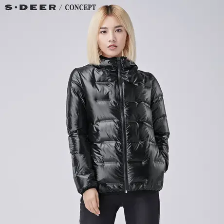 sdeer圣迪奥女装2018冬装顺滑光泽感休闲羽绒服S16482465图片