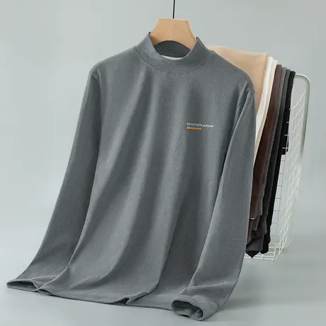 半高领长袖t恤男装2024新款德绒内搭打底衫双面绒保暖中领秋衣服商品大图