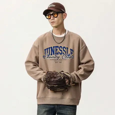 潮牌青少年卫衣保暖时尚高档男士卫衣潮流秋冬款加绒休闲潮流卫衣图片