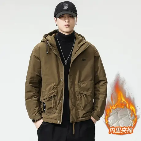 时尚宽松外套男潮流男士秋冬款户外潮牌连帽休闲工装夹克休闲男装商品大图