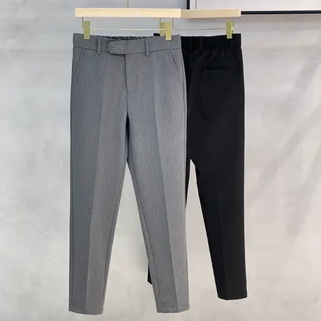 轻奢春秋季垂感抗皱免烫西裤男九分裤直筒修身长裤男士商务休闲裤商品大图