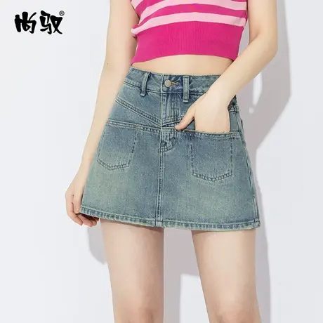 牛仔裤裙2023夏季新款蓝色性感半身裙水洗复古做旧高腰百搭A字裙图片