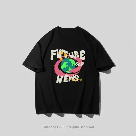 Ohlyah短袖t恤男夏季星球美式复古高街衣服潮牌重磅半袖打底衫图片