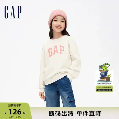 【断码优惠】Gap女童冬季LOGO软磨抓绒卫衣儿童装休闲上衣837140商品大图