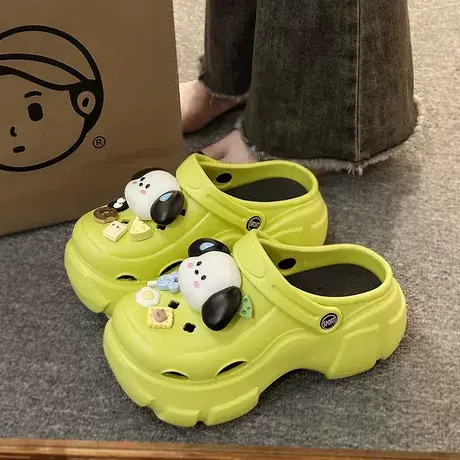 厚底增高洞洞鞋女夏季外穿轻便踩屎感软底防滑沙滩包头拖鞋女凉鞋商品大图