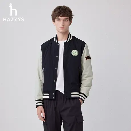 【商场同款】Hazzys哈吉斯2024春季男士保暖棉服外套撞色潮流男装图片