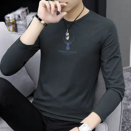 莫代尔长袖t恤男秋季内搭打底衫圆领上衣服体恤潮牌潮流秋衣小衫商品大图