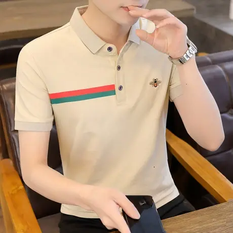 夏季保罗丅恤衬衫领汗衫衣服Polo衫男士短袖T恤纯棉翻领半袖体恤商品大图