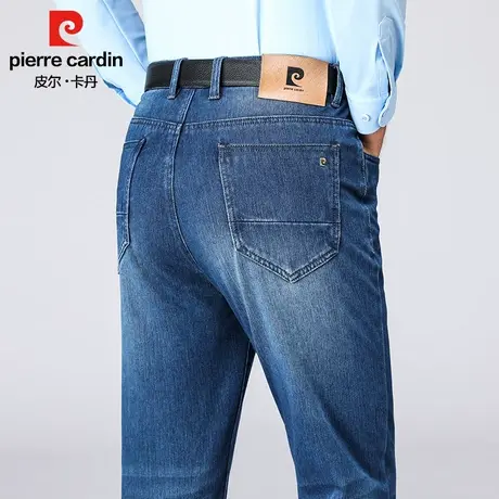 皮尔卡丹2023春秋新款弹力牛仔裤中年男休闲合体直筒针织牛仔长裤图片