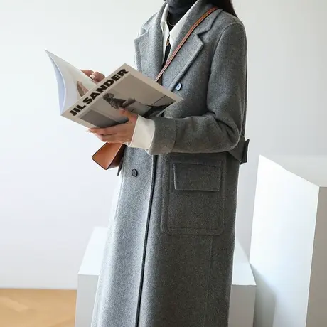 【反季清仓价仅199元】双面呢大衣女赫本风气质毛呢外套女中长款图片