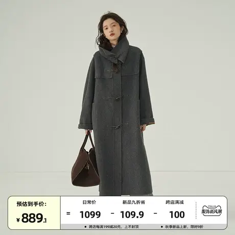omont蛋挞家 复古牛角扣双面呢大衣2023冬季新长款羊毛呢子外套女图片