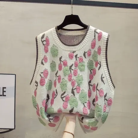 圆领大码针织马甲背心女2023秋装新款宽松外穿马夹外搭毛衣坎肩潮商品大图