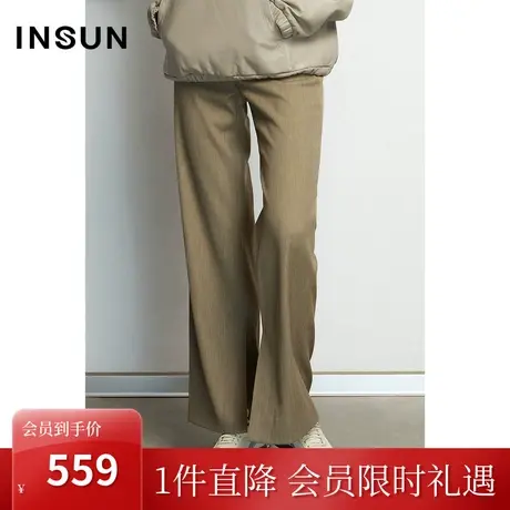 恩裳商场同款秋冬轻商务直筒垂感开叉阔腿裤长裤西装裤女图片