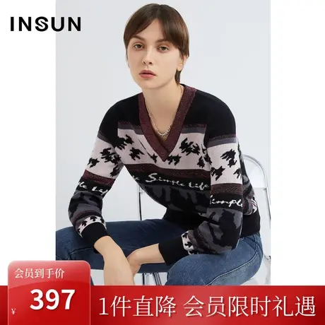 恩裳2022冬季时尚立体勾花设计宽松舒适百搭毛针织衫图片