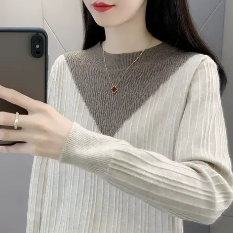 早秋新款2023圆领针织衫长袖女上衣宽松爆款薄款毛衣外套内搭外穿商品大图