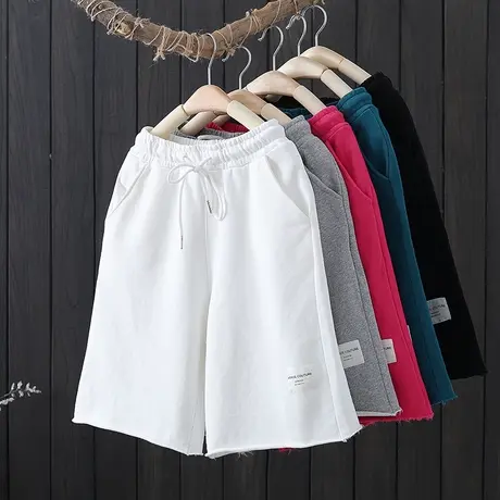 夏季新品女士短裤薄款休闲直筒中裤宽松大码潮流运动沙滩五分裤子商品大图