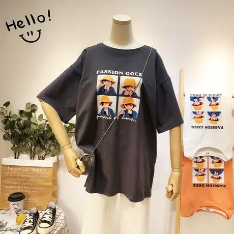 2020夏季新款女短袖韩国东大门泫雅风头像复古宽松BFT恤宽松大码商品大图