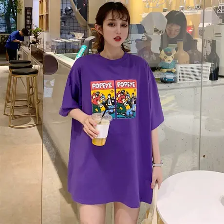 超火cec短袖t恤女ins潮韩版宽松原宿bf怪味百搭慵懒风丧系上衣服图片