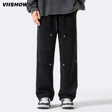 VIISHOW灯芯绒休闲长裤男士垂感直筒拖地宽松潮牌春秋男生卫裤子商品大图