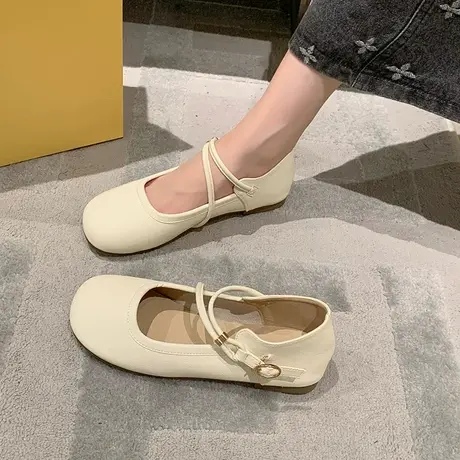 永希鞋子女夏季2023年新款浅口时尚高级感配裙子玛丽珍平底孕妇鞋商品大图