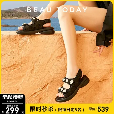 BeauToday魔术贴凉鞋女新款夏季休闲时尚BT厚底凉鞋女2023年新款商品大图