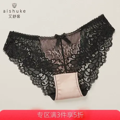 艾舒客蕾丝内裤女薄款性感低腰短裤头纯棉裆底裤衩提臀薄款透气图片