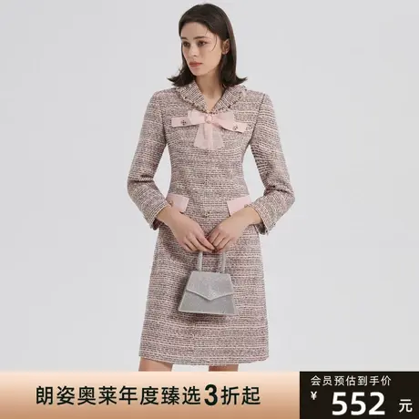 朗姿旗下奥莱秋季新款连衣裙温柔风蝴蝶结点缀女式连衣裙商品大图