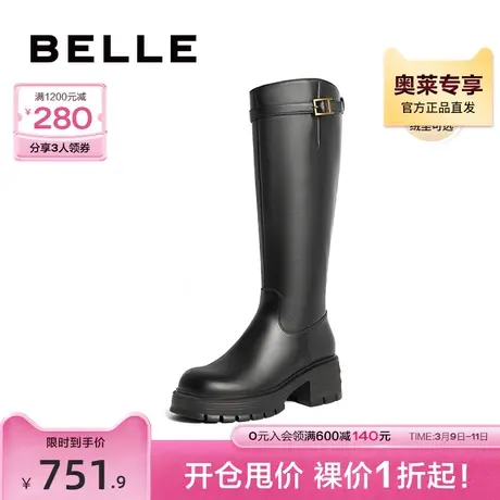 百丽骑士靴女靴2023冬季新款靴子加绒高长靴保暖长筒靴B1B1DDG3图片