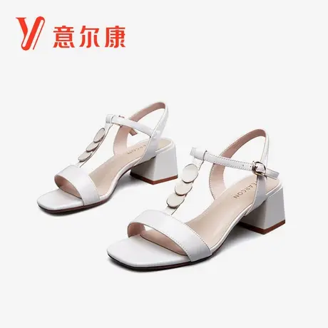 意尔康女鞋官方旗舰店凉鞋女夏季百搭休闲搭扣粗跟outlets图片