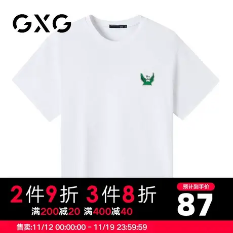 【新品】GXG男装【100%棉】夏季新品时尚字母印花圆领百搭短袖T恤商品大图