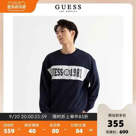 GUESS23新款男士圆领oversize长袖运动上衣外套重磅卫衣-MN3K9442商品大图
