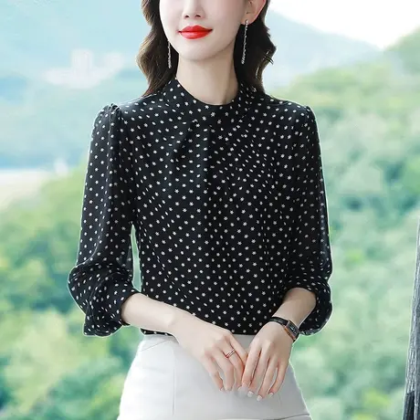 初秋衬衫女秋装上新2023新款长袖上衣早秋季洋气小衫漂亮碎花雪纺图片